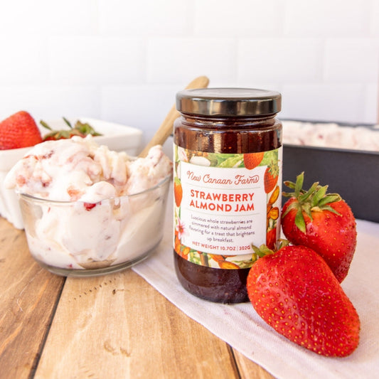 Strawberry Almond Ice Cream with Fresh Strawberry Swirl