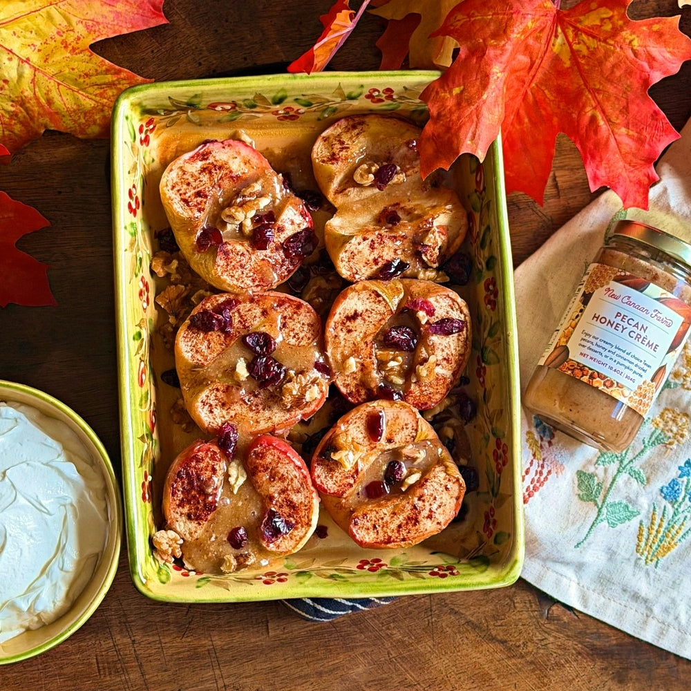 Baked Apples with Pecan Honey Crème