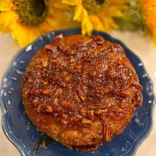 Peach Amaretto & Pecan Upside Down Cake