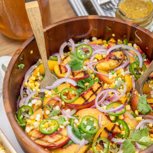 Peach Avocado Corn Salad with Citrus & Herb Vinaigrette