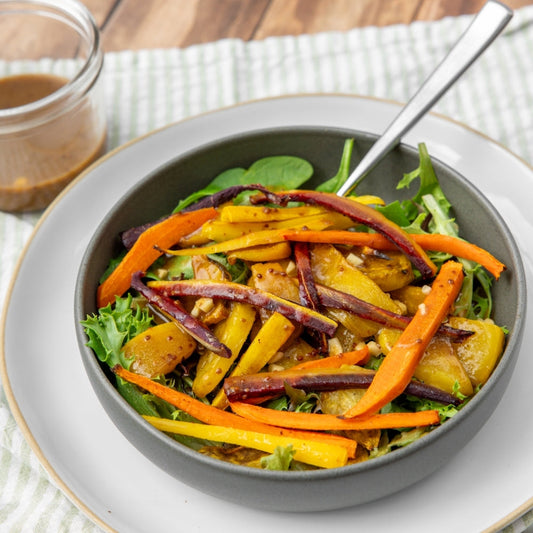 Roasted Beet & Carrot Salad with Balsamic Dijon Vinaigrette