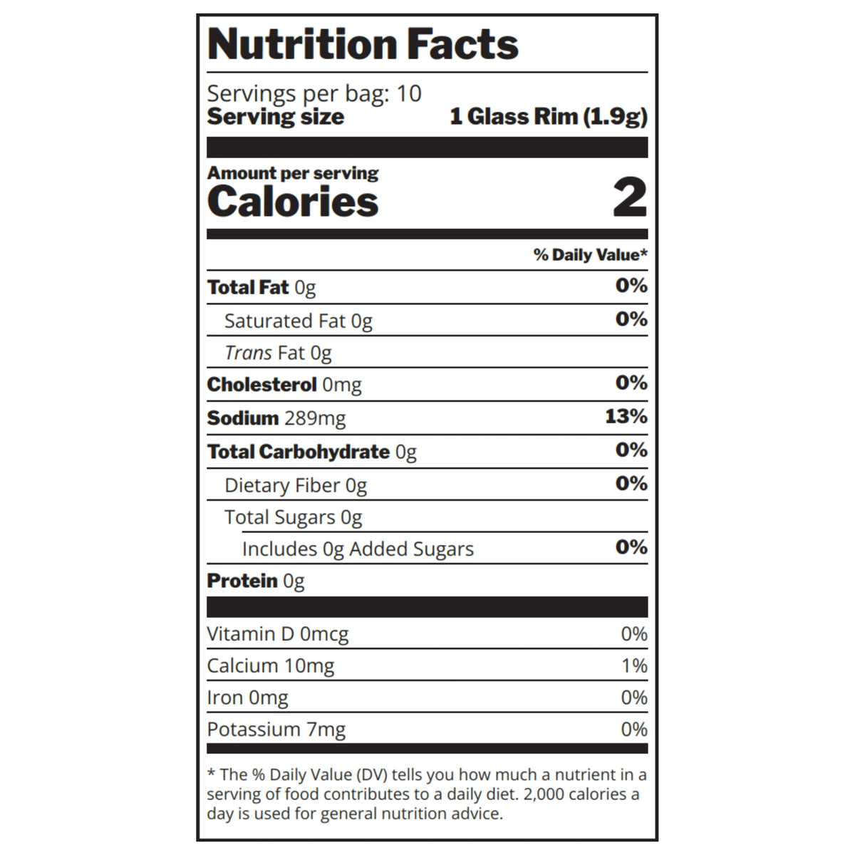 Chile Lime Salt Nutrition