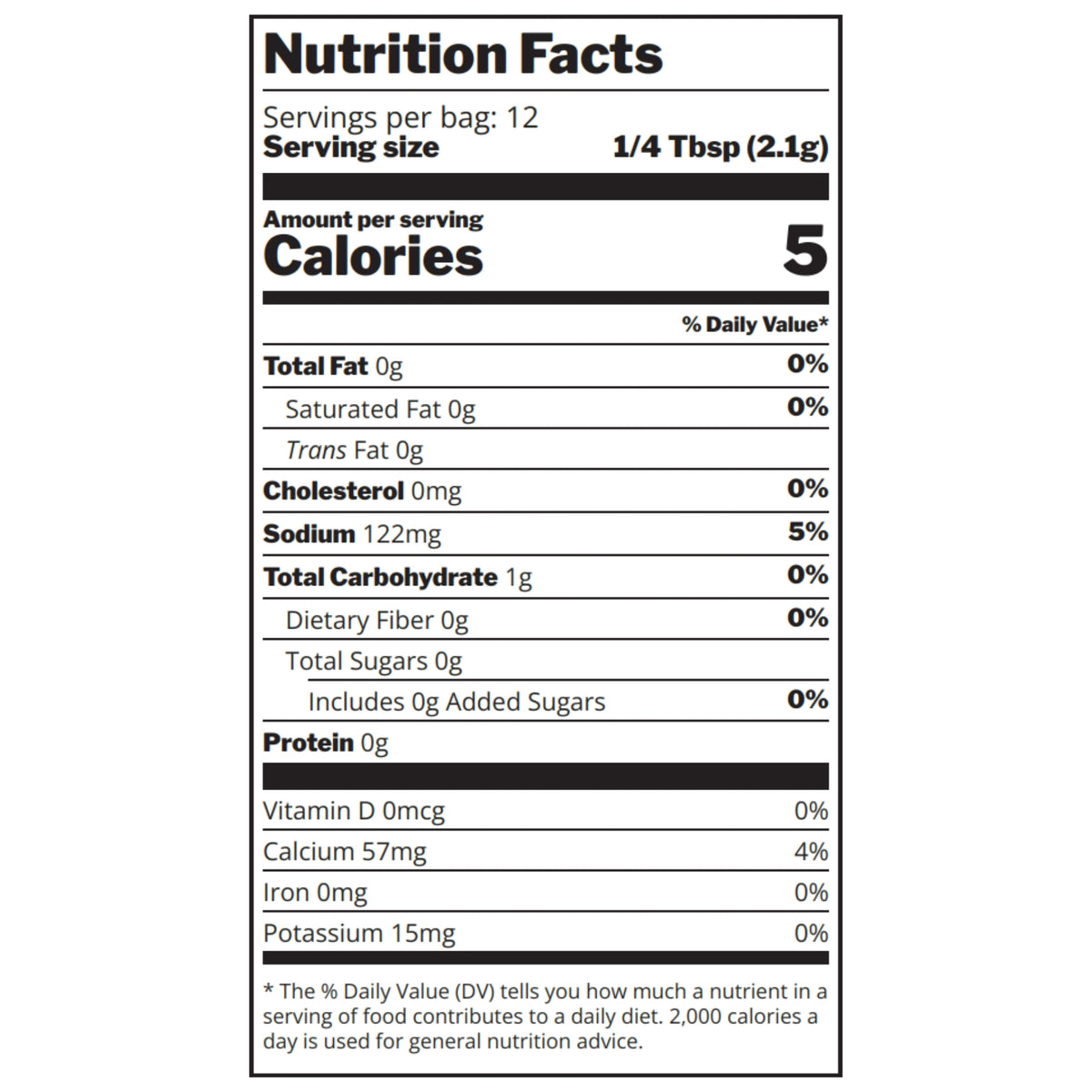 Chuckwagon Coffee Chile Rub Nutrition