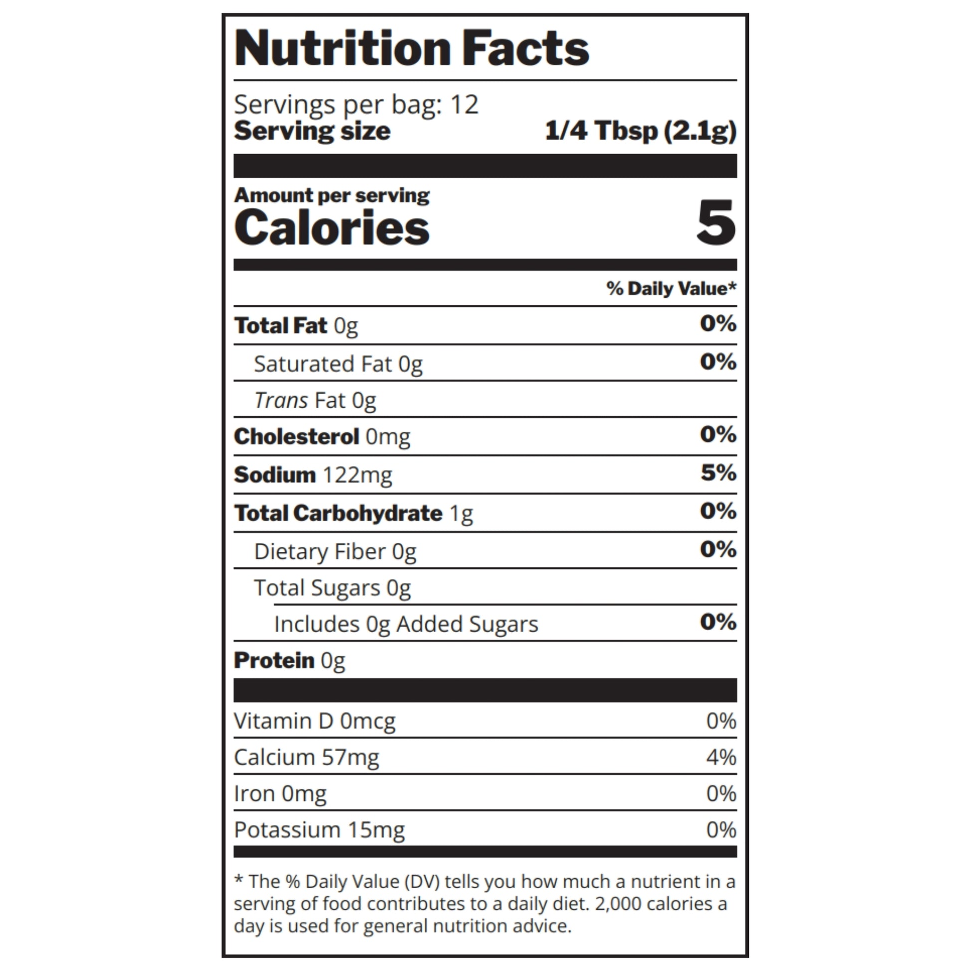 Chuckwagon Coffee Chile Rub Nutrition