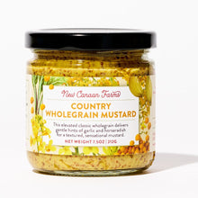 Jar of New Canaan Farms Country Wholegrain Mustard on a white background