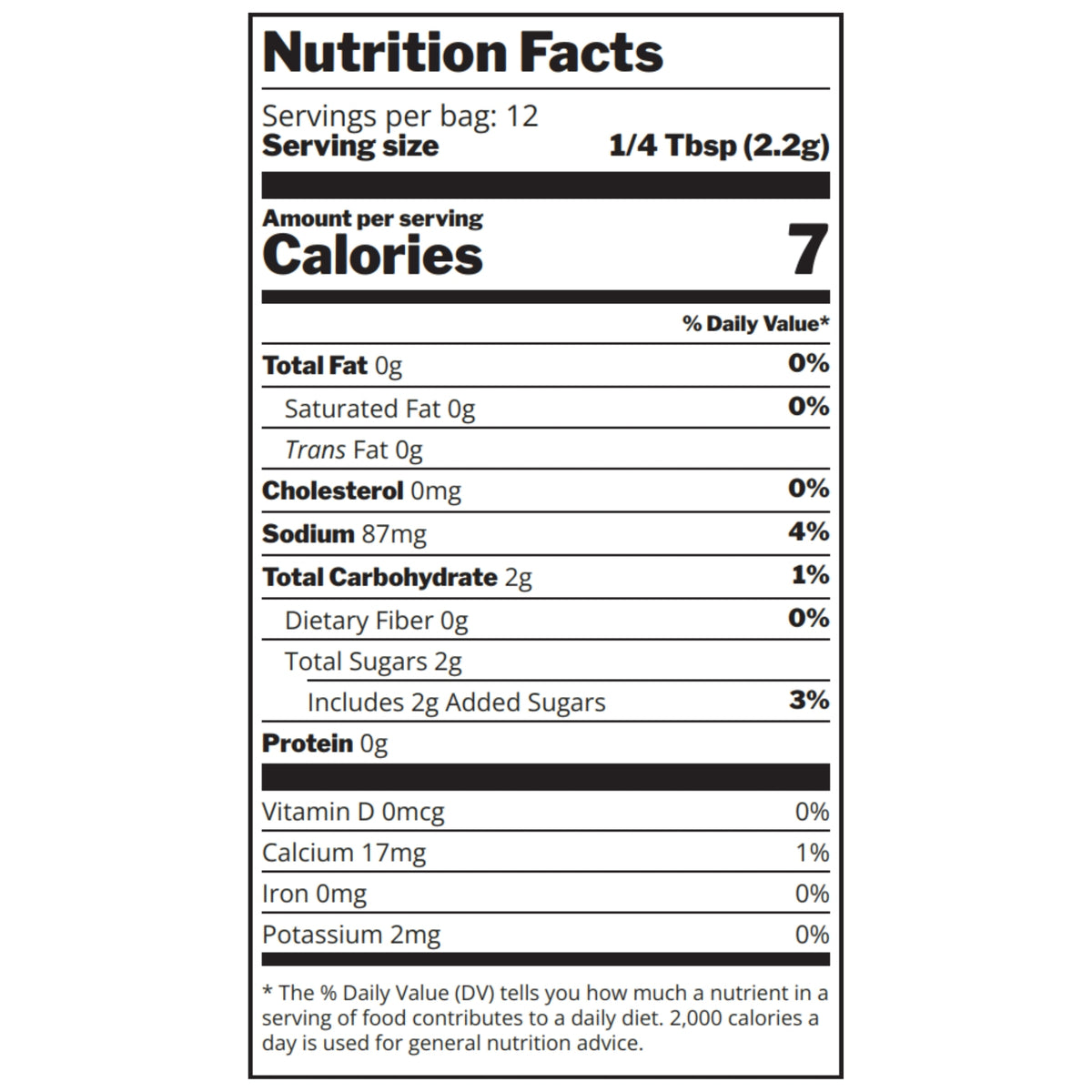 Honey Habanero Rub Nutrition