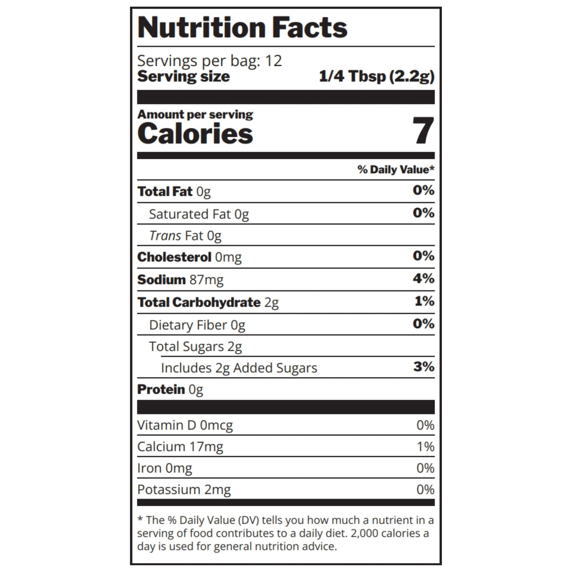 Honey Habanero Rub Nutrition