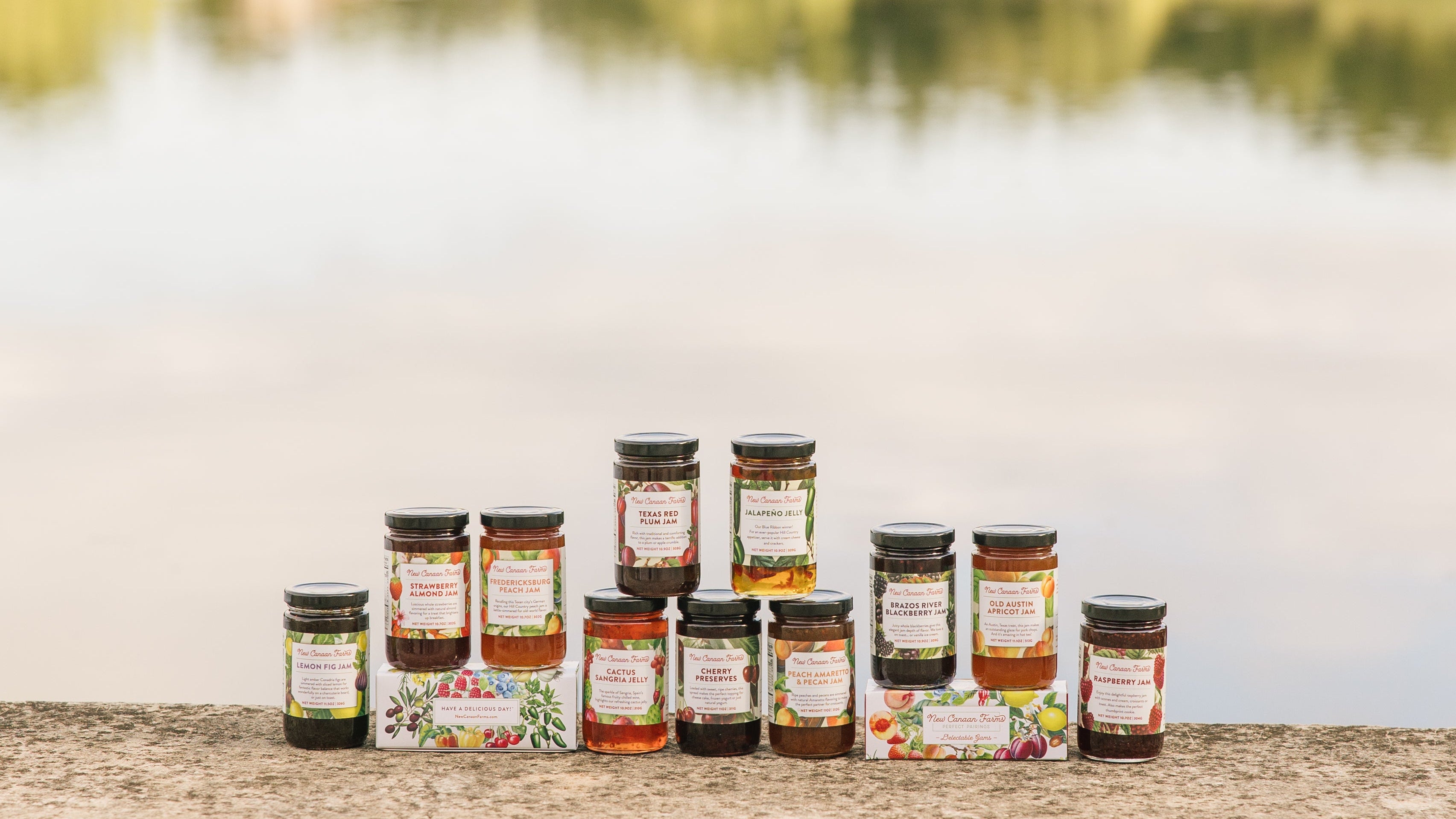 Jars of jam, jellies, and preserves. 