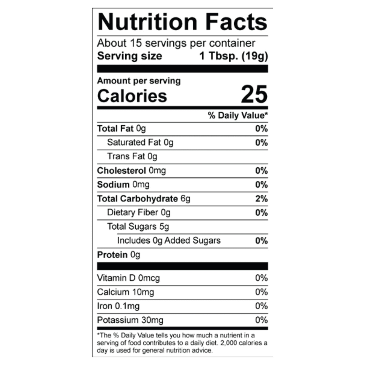 Natural Peach Jam Nutrition