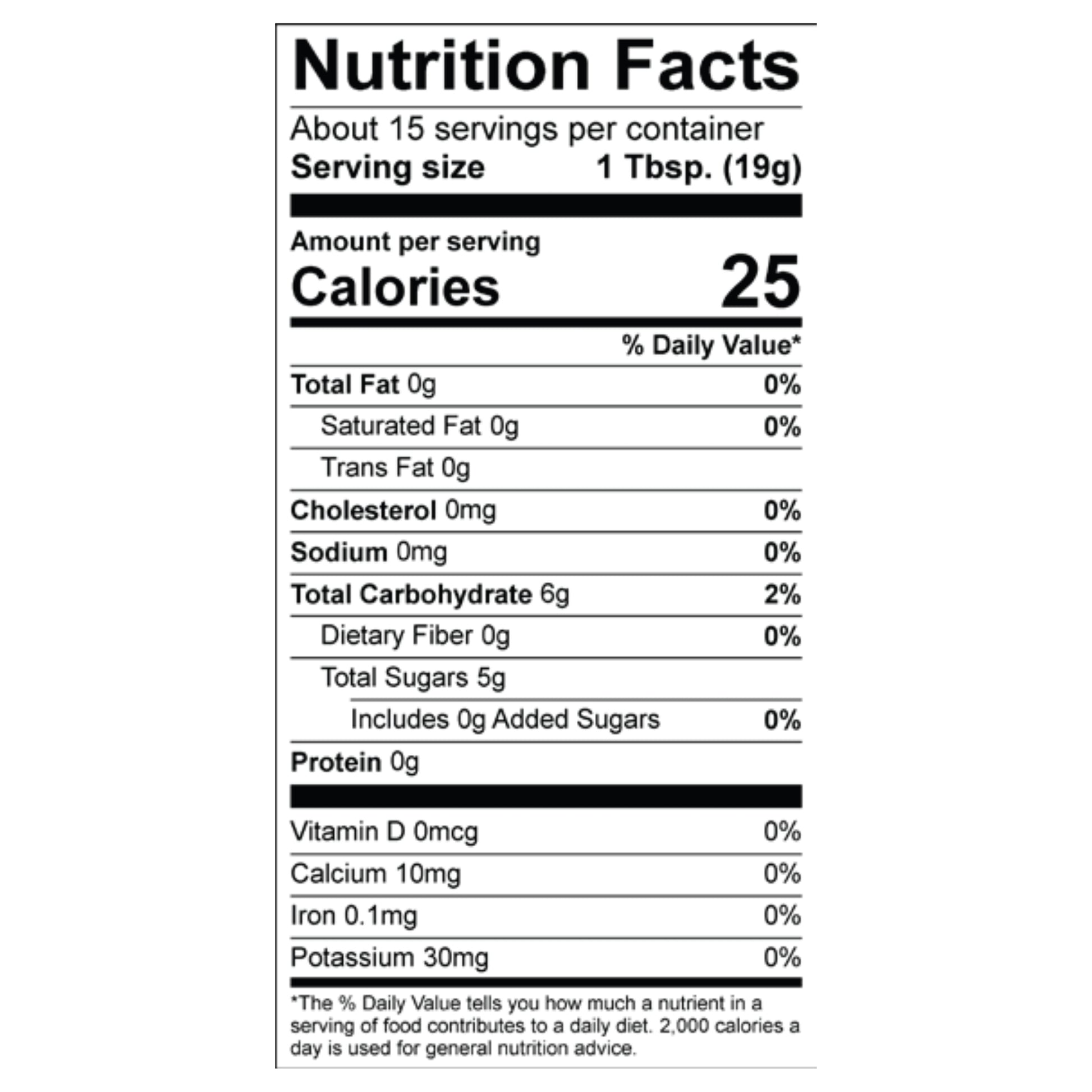 Natural Peach Jam Nutrition