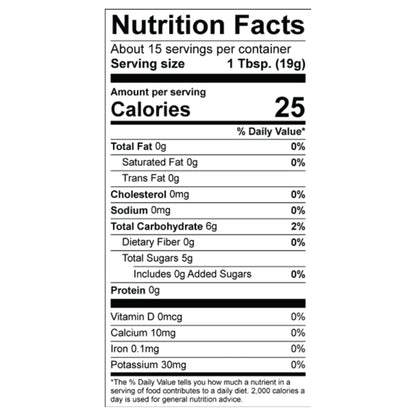 Natural Peach Jam Nutrition