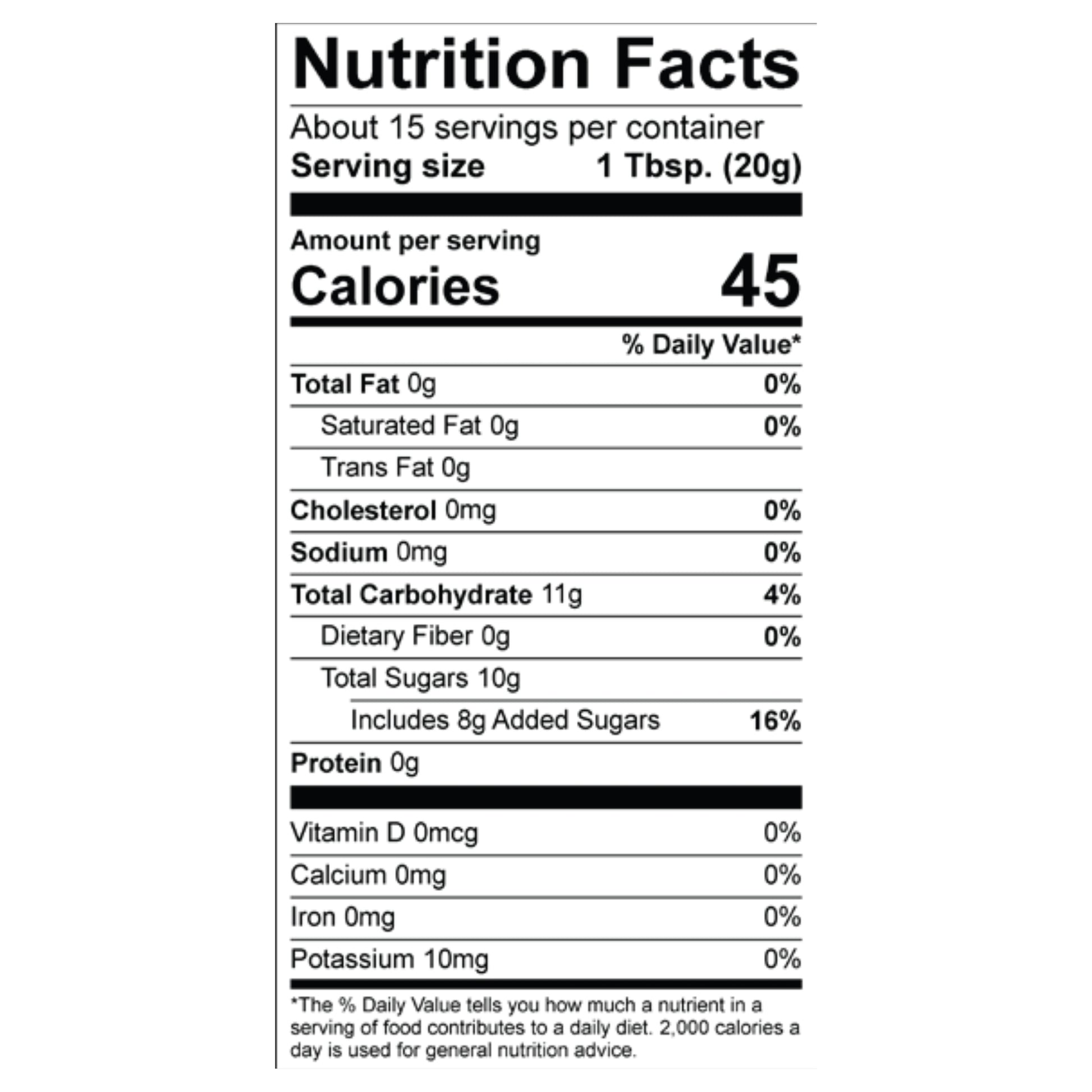 Peach Amaretto Pecan Jam Nutrition