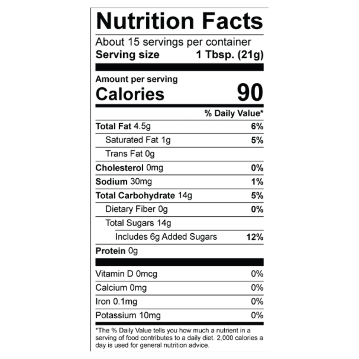 Pecan Honey Creme Nutrition