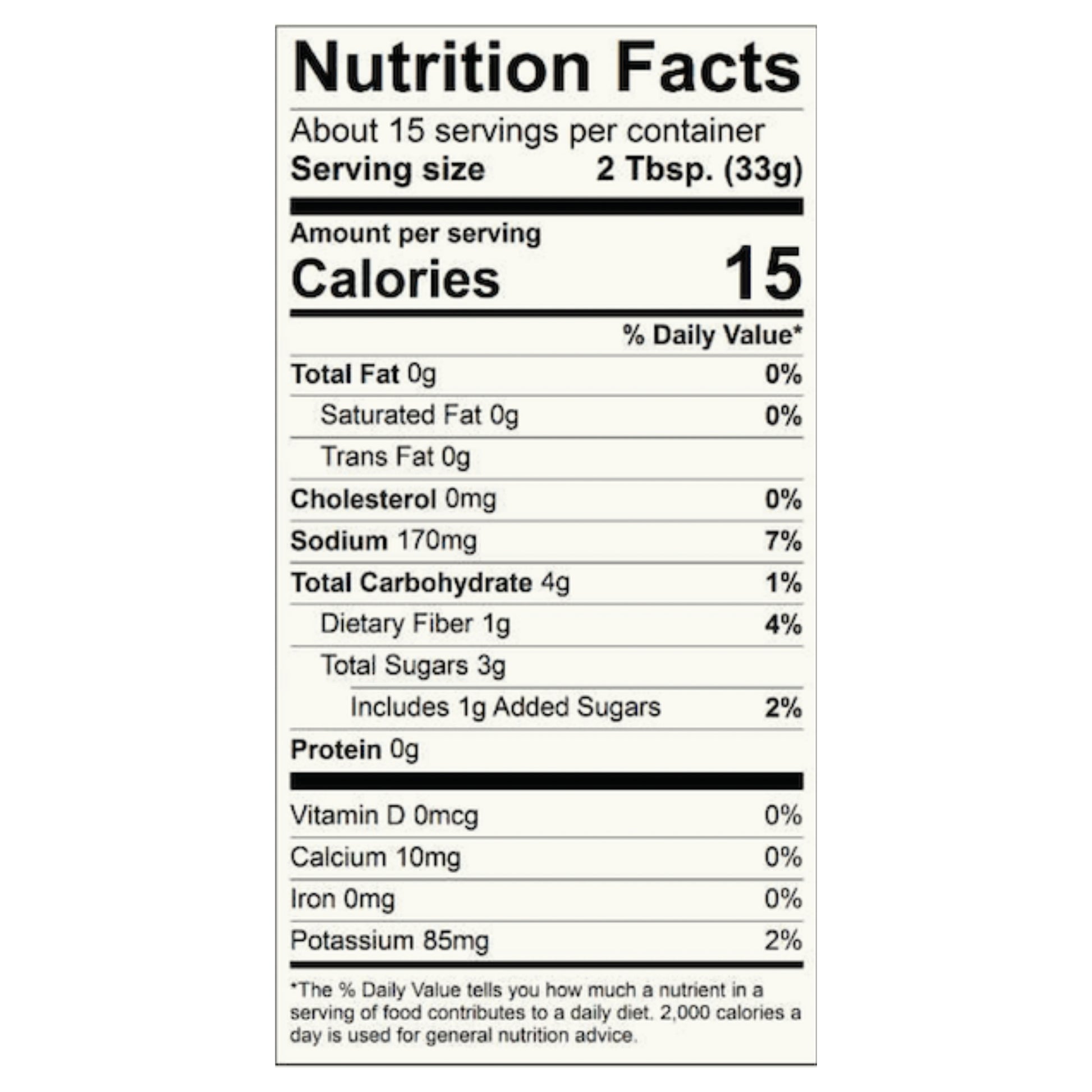 Pedernales Picante Sauce Nutrition