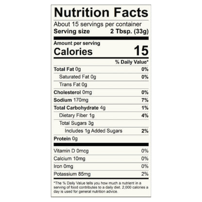 Pedernales Picante Sauce Nutrition