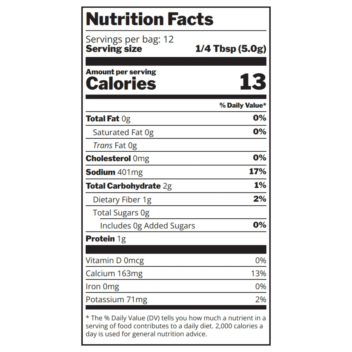 Tejas Taco Seasoning Nutrition