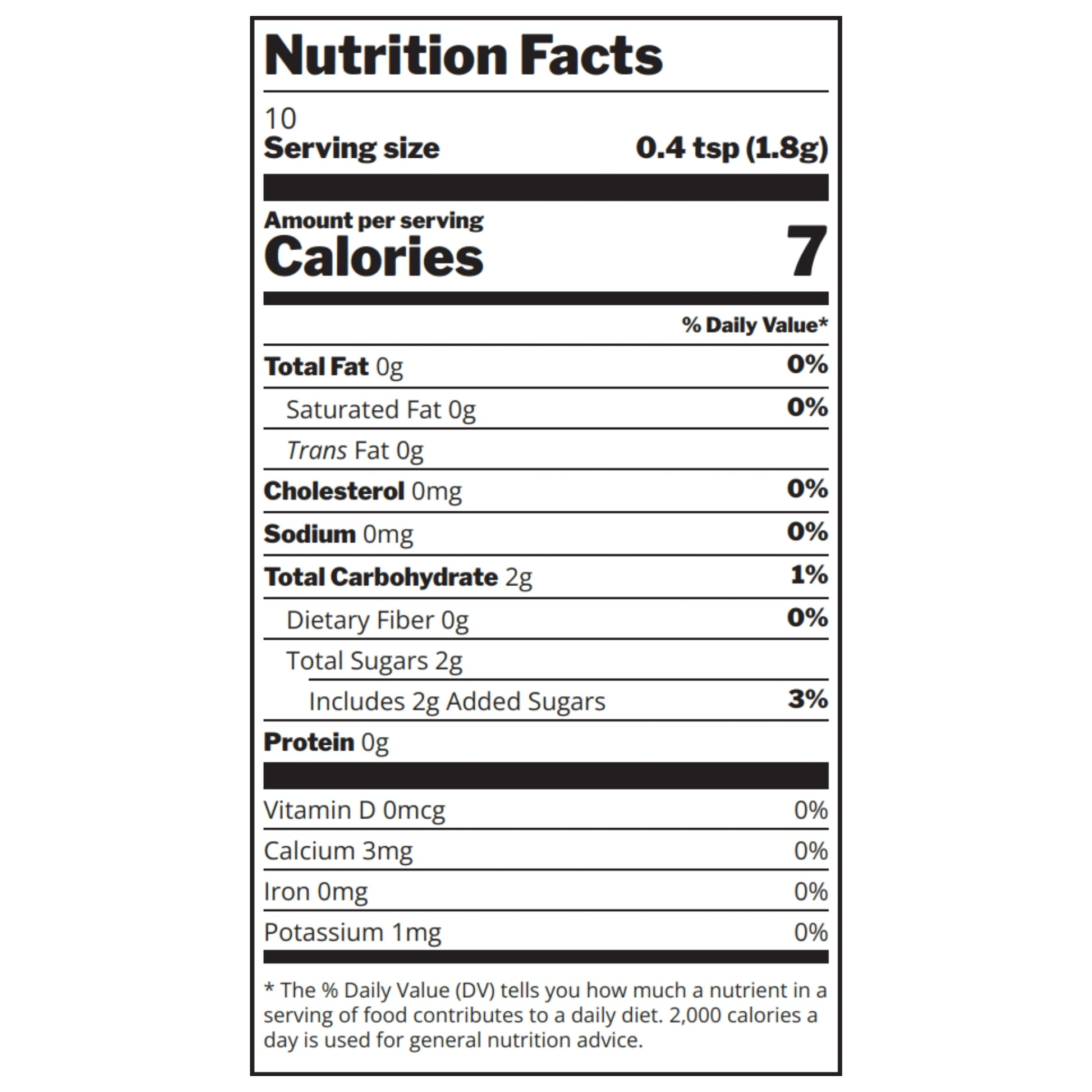 Vanilla Spiced Sugar Nutrition