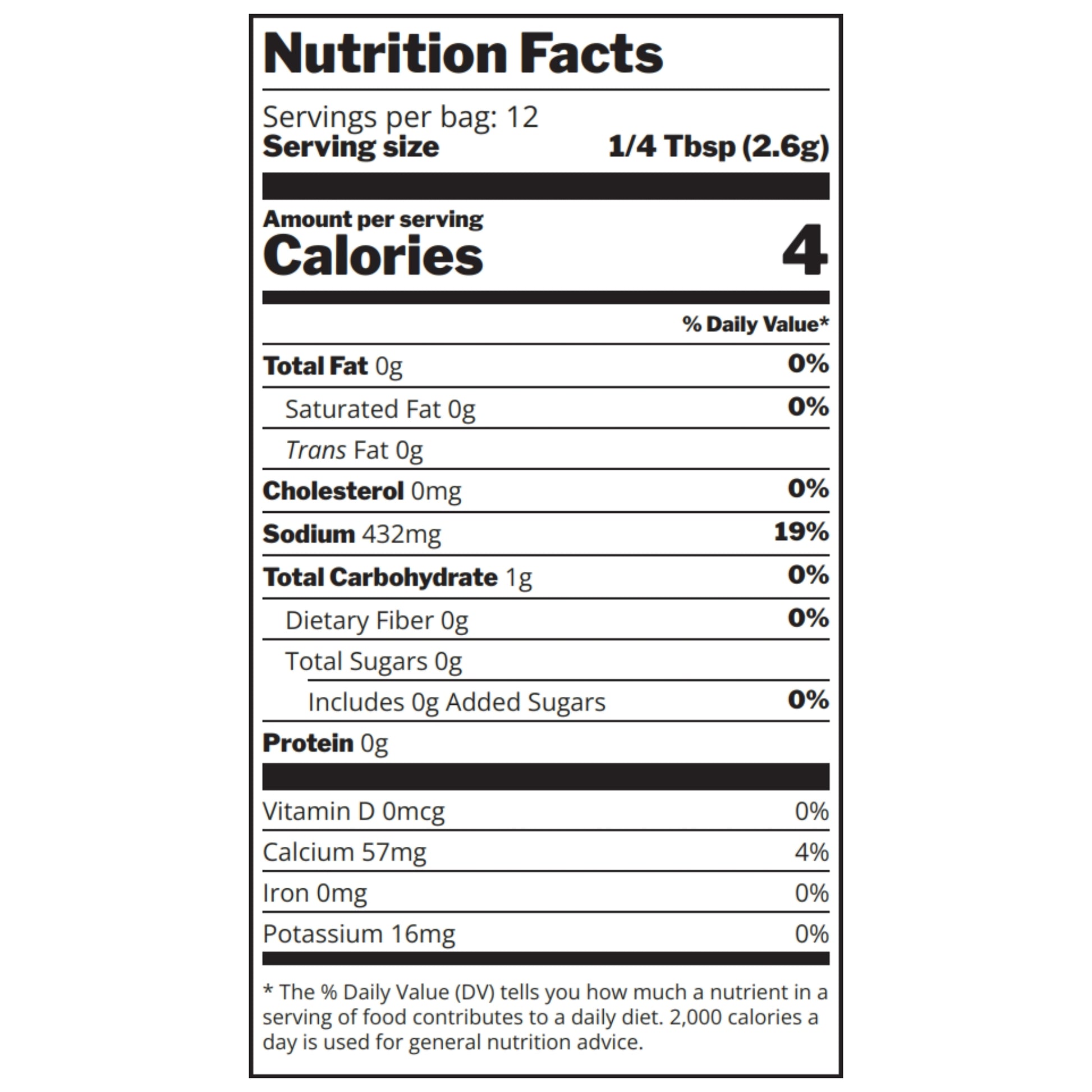Wood Fired Steak Rub Nutrition