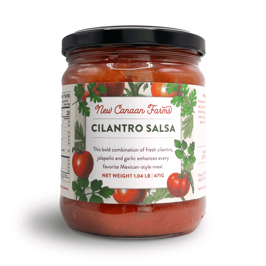 A jar of New Canaan Farms Cilantro Salsa