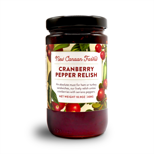 A jar of New Canaan Farms Cranberry Pepper Relish