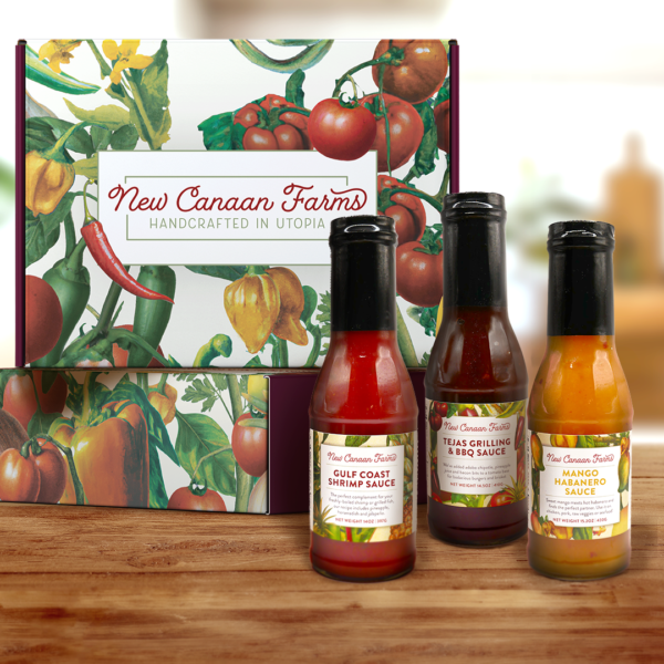 New Canaan Farms Dazzling Sauces - Raspberry Chipotle Sauce, Mango Habanero Sauce and Gulf Coast Shrimp Sauce