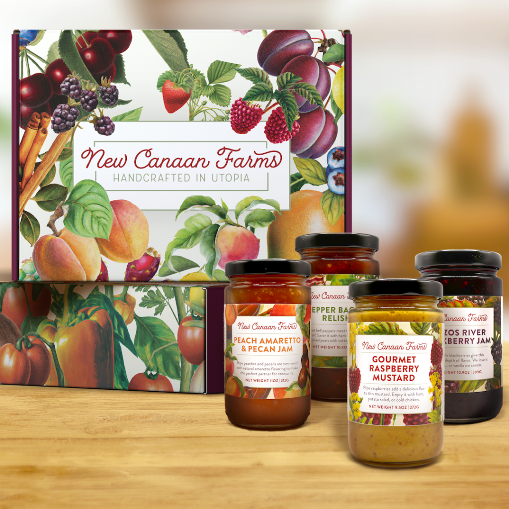 New Canaan Farms sweet and savory gift boxes, with assorted products