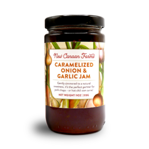 A jar of New Canaan Caramelized Onion Garlic Jam