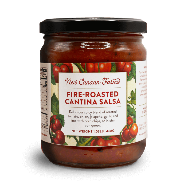 Jar of New Canaan Farms Fire Roasted Cantina Salsa