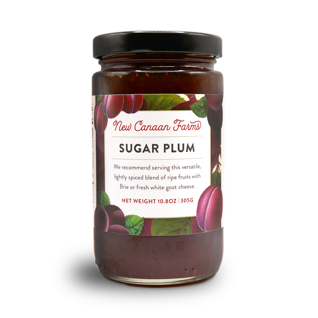 A jar of New Canaan Farms Sugar Plum Jam