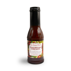 A bottle of Tejas Grilling & BBQ Sauce