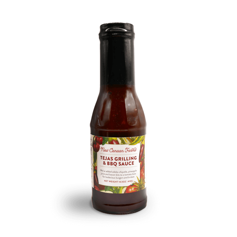 A bottle of Tejas Grilling & BBQ Sauce