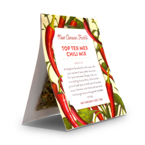 A package of seasoning of New Canaan Farms Top Tex-Mex Chili Mix