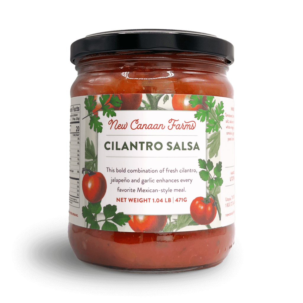 A jar of New Canaan Farms Cilantro Salsa